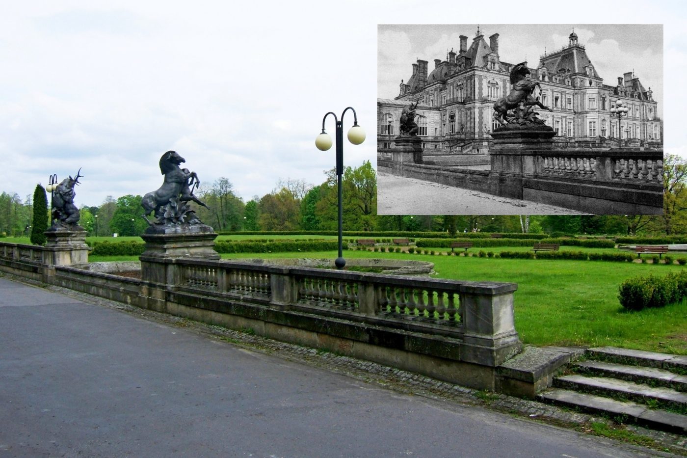 Pałac w Świerklańcu dawniej i park teraz